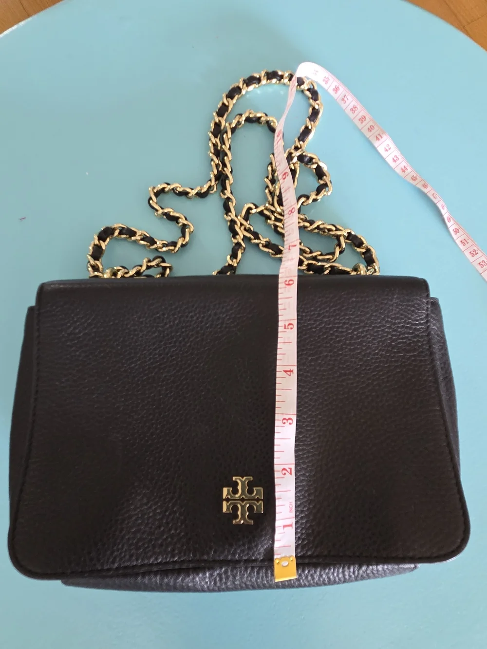 Tory Burch Black Pebbled Leather Chain Shoulder Bag - Picture 2 of 7
